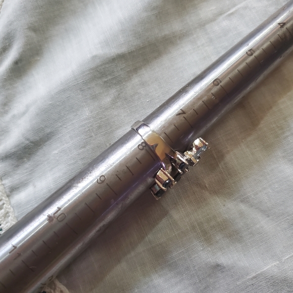 Sterling Silver 925 Blue Topaz Black Sapphire Ring Flower Floral SIZE 7.75 J-475 - Picture 12 of 12